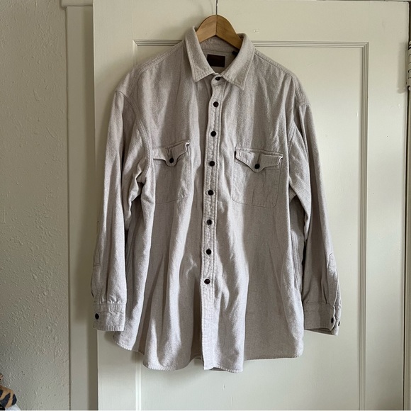Vintage Cream Taupe Button Up Shacket Ruby Jacket Free People 2XL Tall St. Johns - Picture 1 of 7